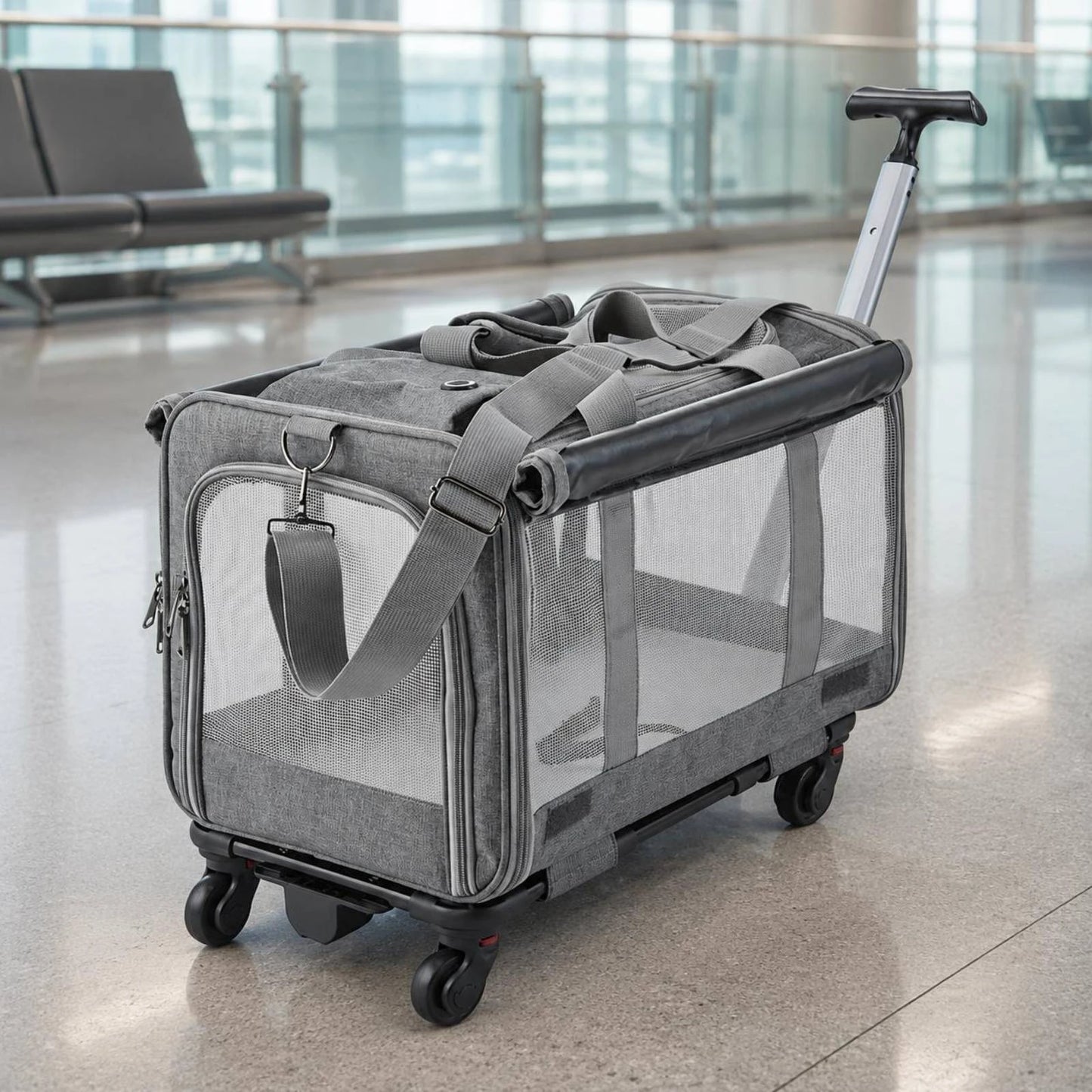 Rolling Pet Carrier with Wheels