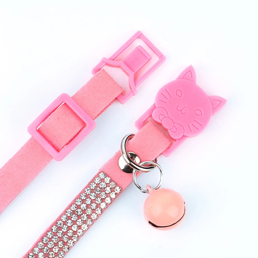 Soft Suede Cat Collar with Bell & Safety Buckle