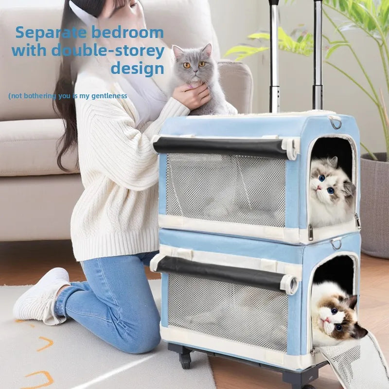3-Tier Rolling Pet Carrier Suitcase