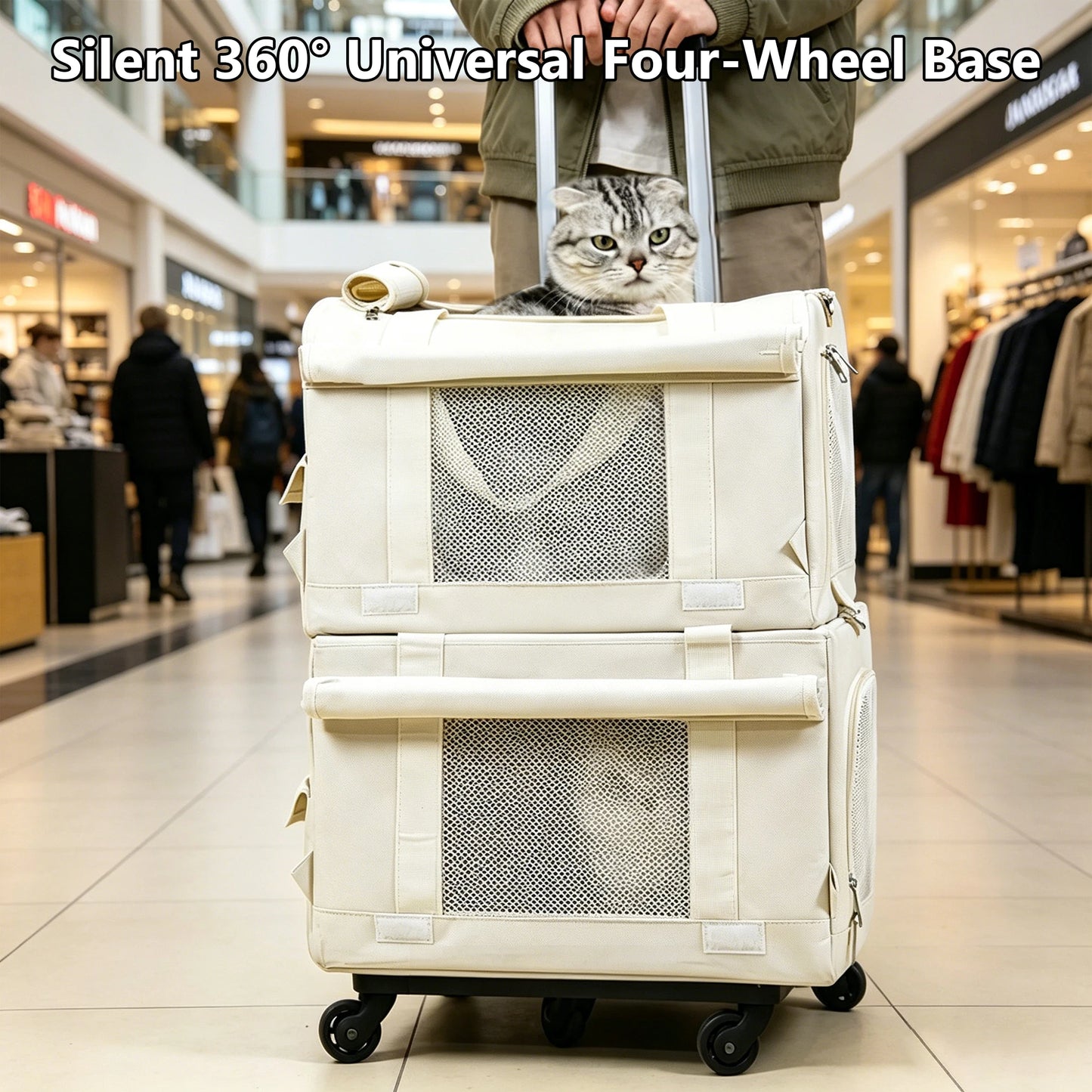 Double Compartment Rolling Pet Carrier