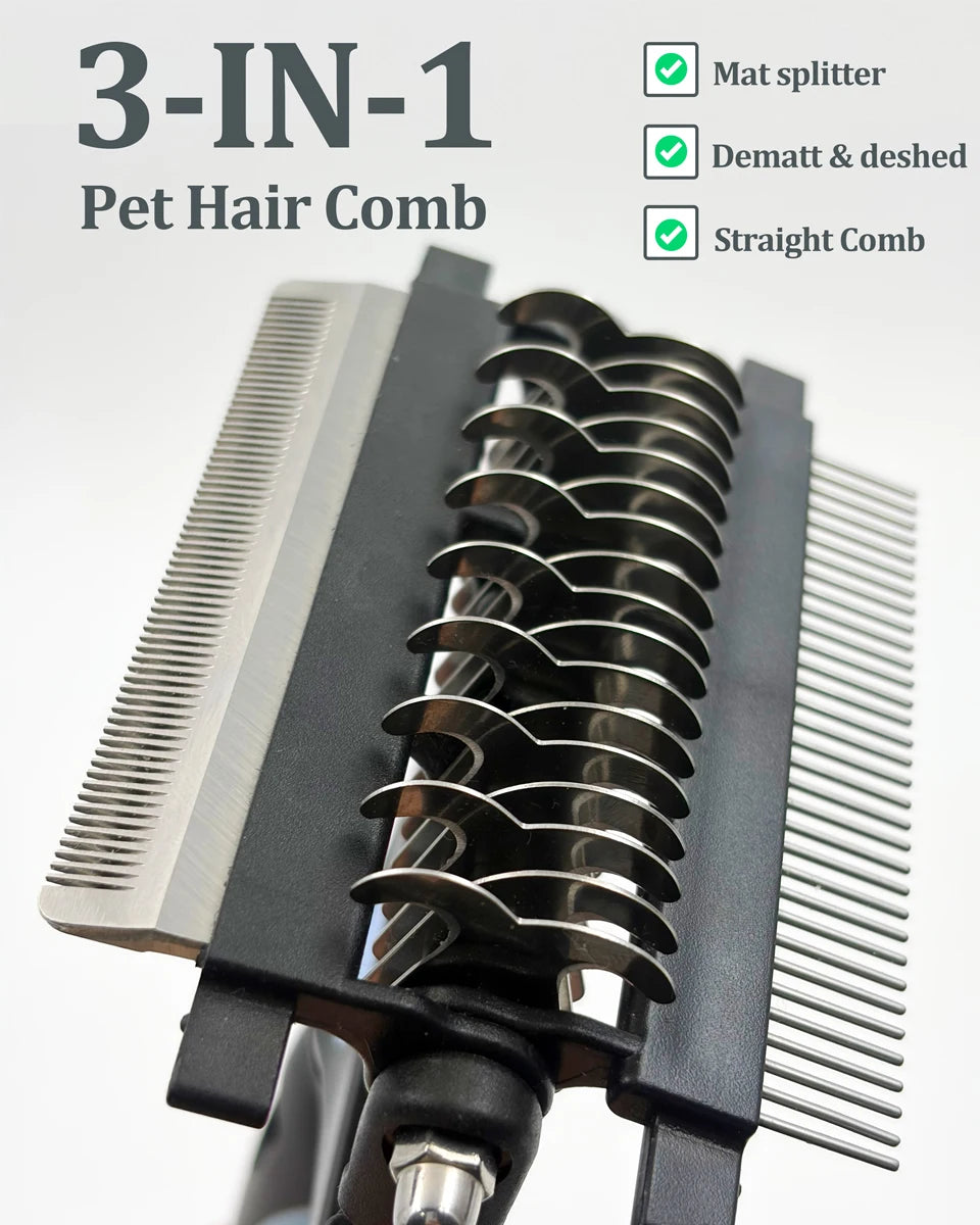 3-in-1 Pet Grooming Hair Brush