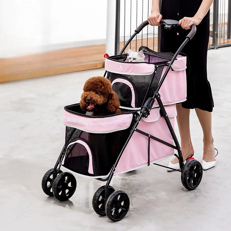 Double-Layer Foldable Pet Stroller
