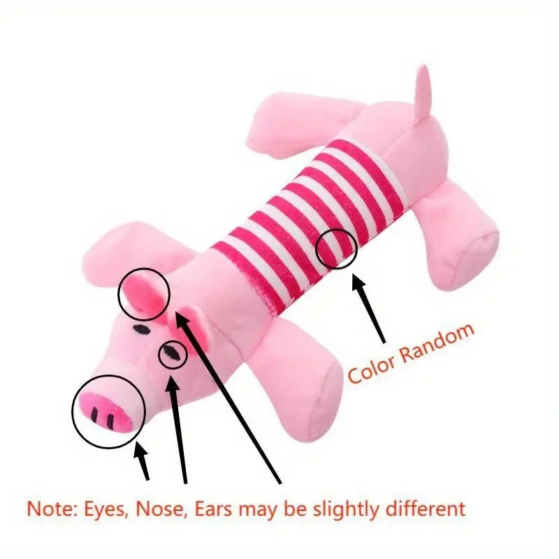 Durable Squeaky Pig & Elephant Dog Toy