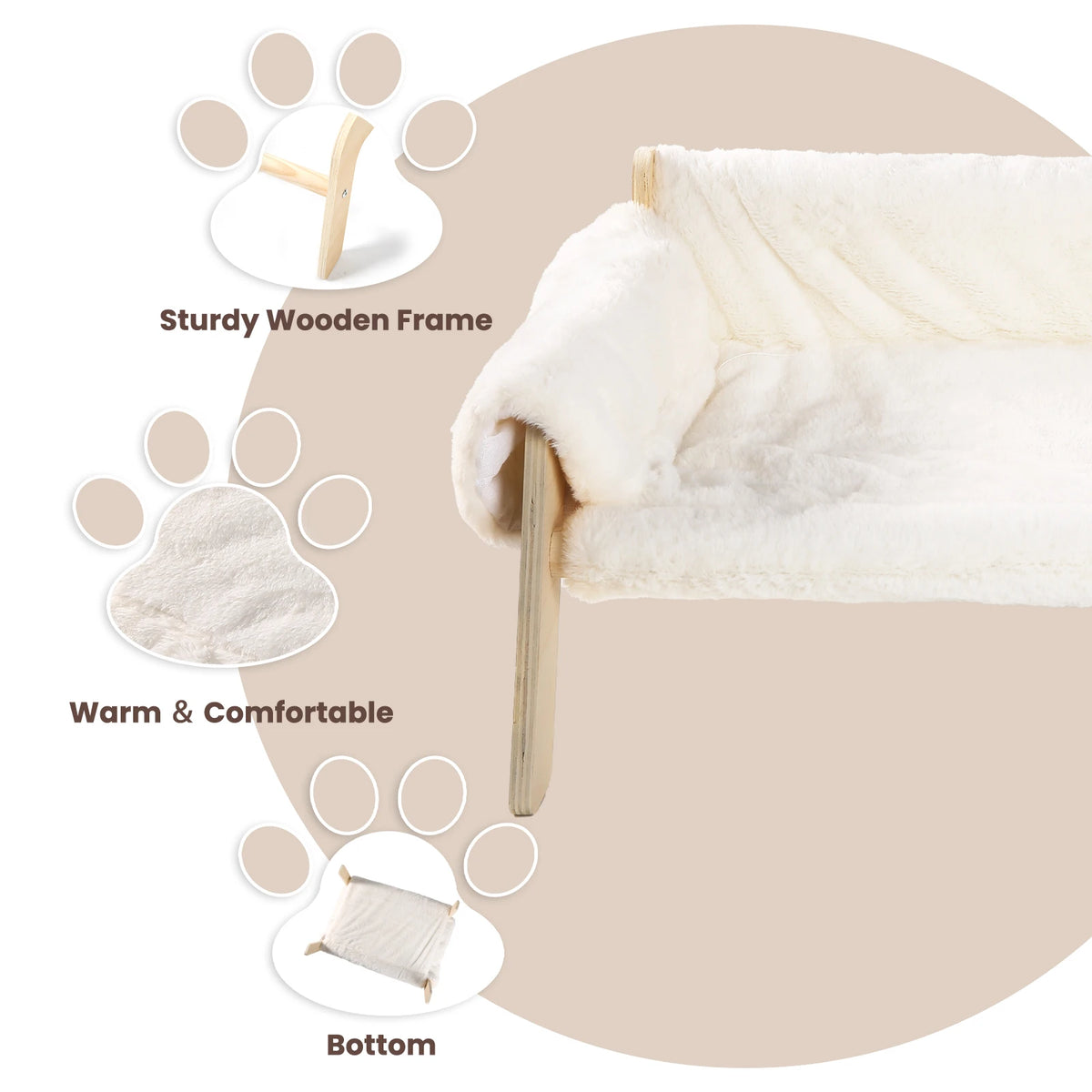 Raised Plush Cat Sofa Bed with Wooden Legs