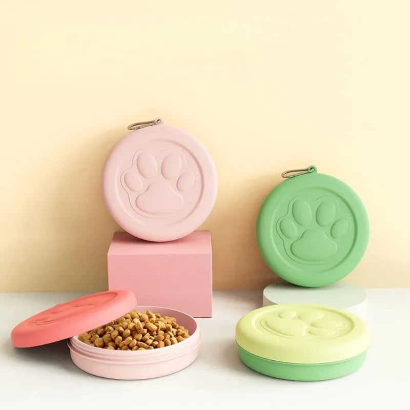 Portable Outdoor Dog Food & Snack Storage Bowl
