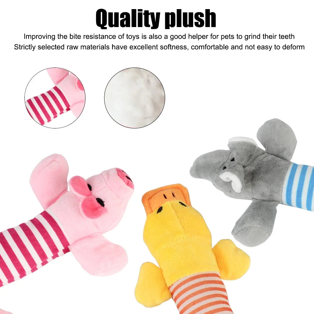 Durable Squeaky Pig & Elephant Dog Toy