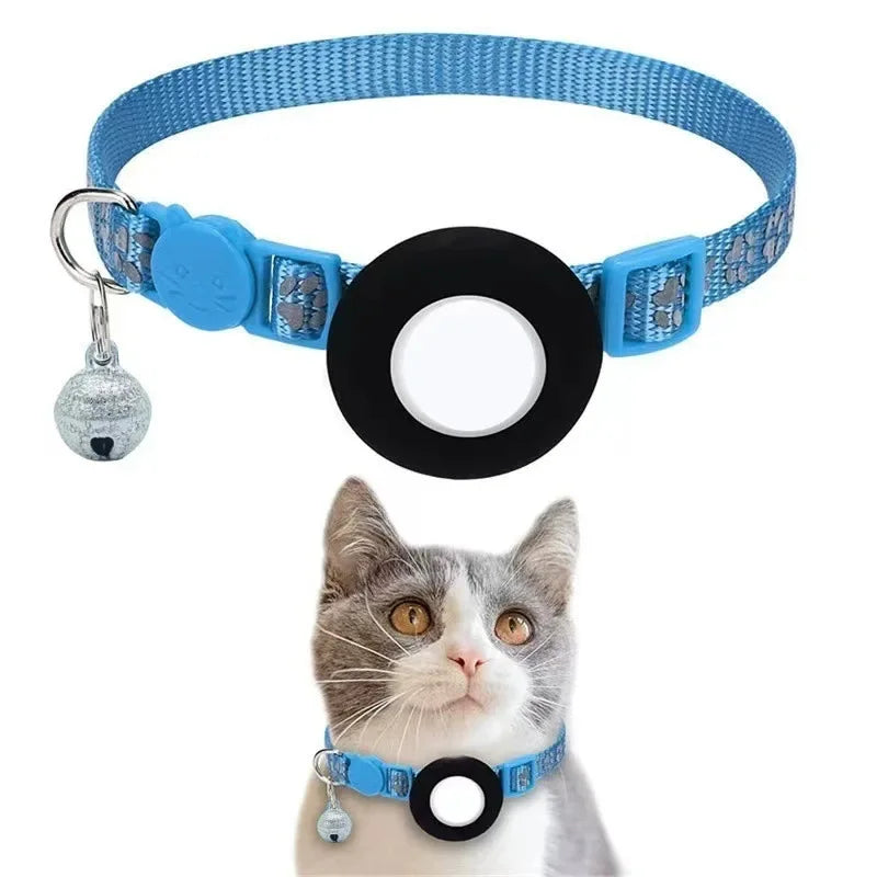 Reflective AirTag Cat Collar with Bell & Safety Buckle