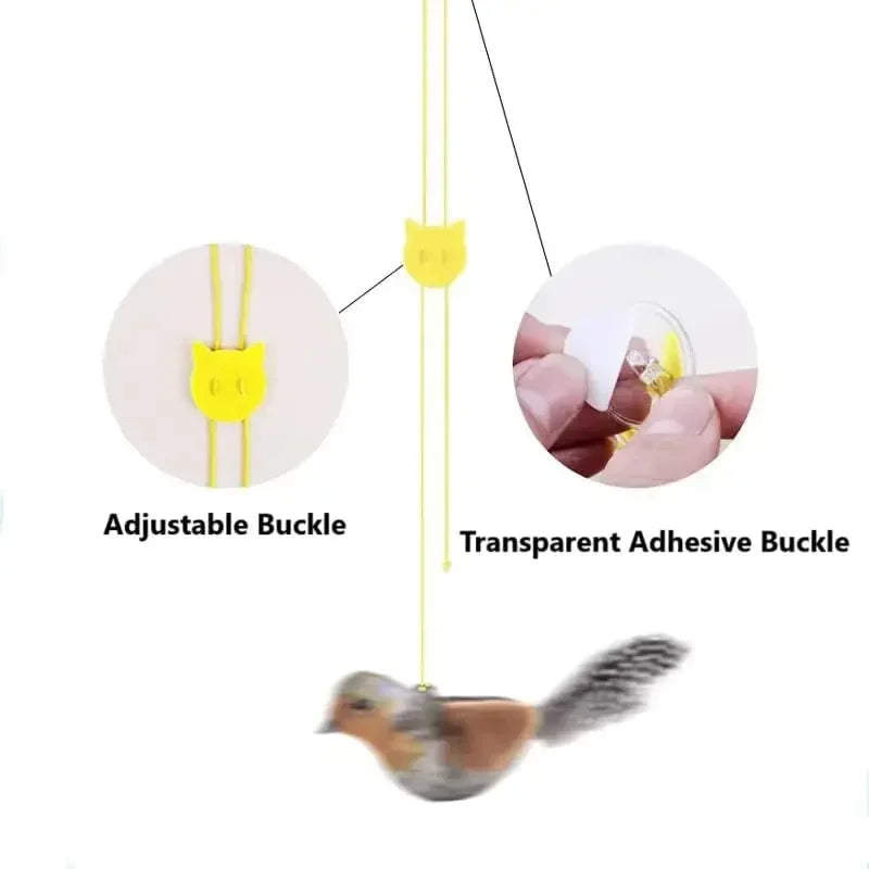 Interactive Hanging Bird Cat Toy with Catnip
