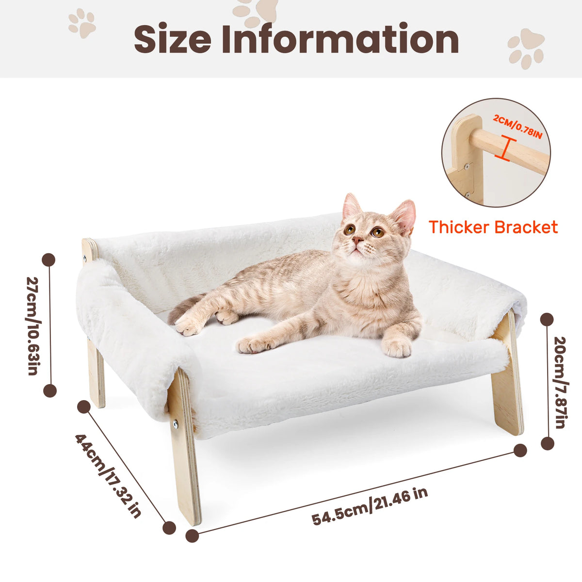 Raised Plush Cat Sofa Bed with Wooden Legs