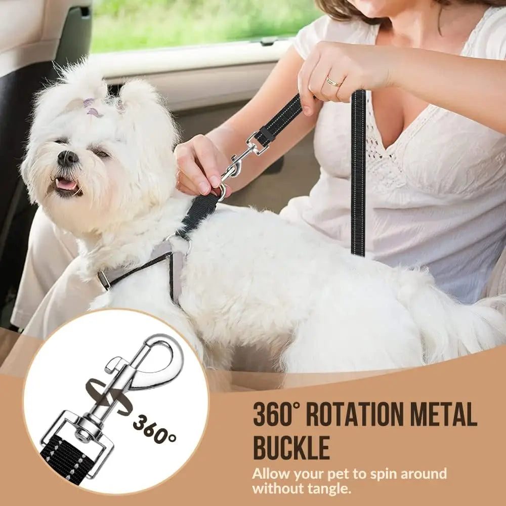 2-in-1 Adjustable Dog Car Seat Belt & Safety Leash