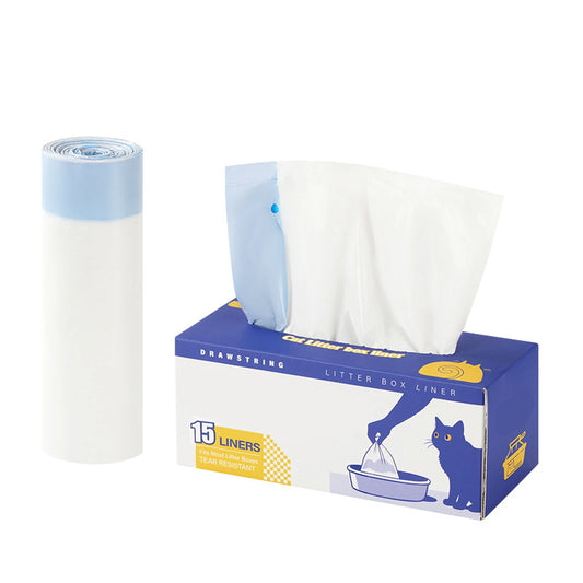 Drawstring Disposable Cat Litter Box Liners (15 Count)