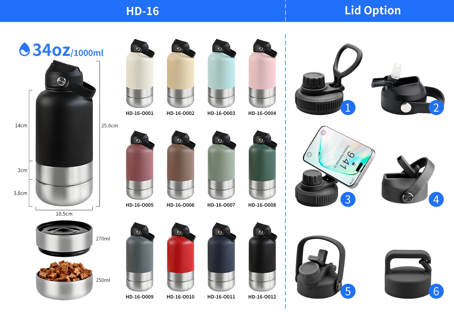 3-in-1 Stainless Steel Pet Water Bottle