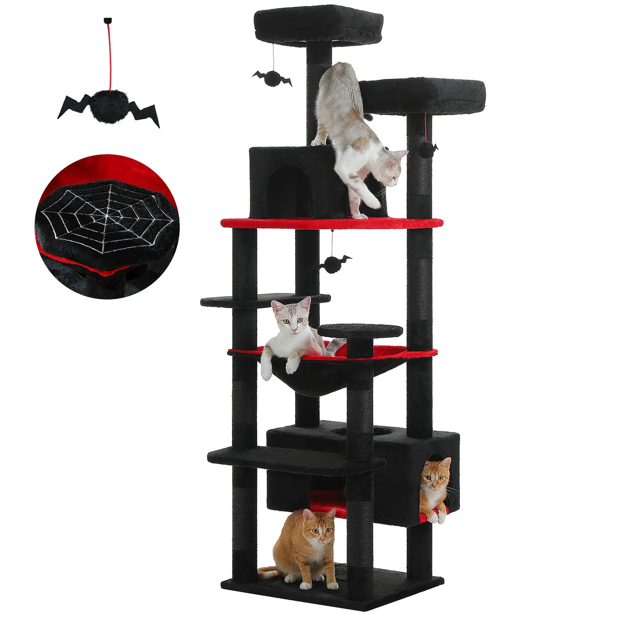 Large Cat Tree Tower with Hammock & Condos