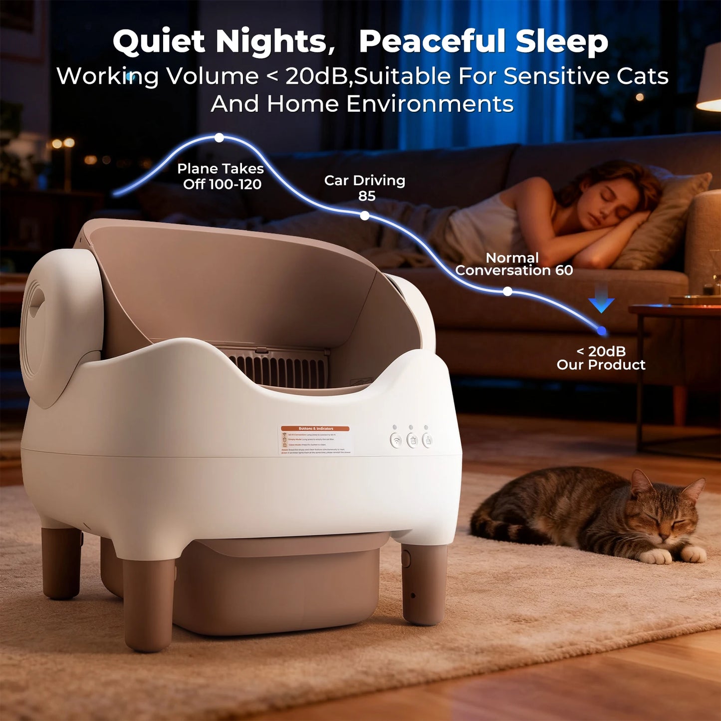 Automatic Self-Cleaning Cat Litter Box with App Control