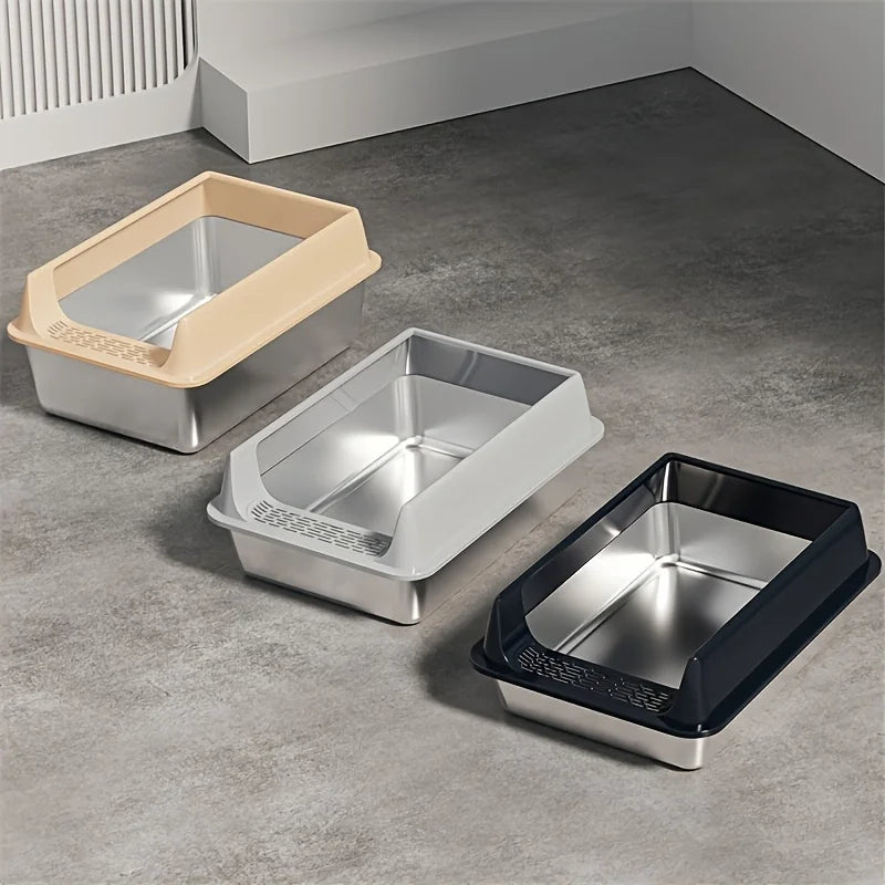 Stainless Steel Cat Litter Box with Removable Lid