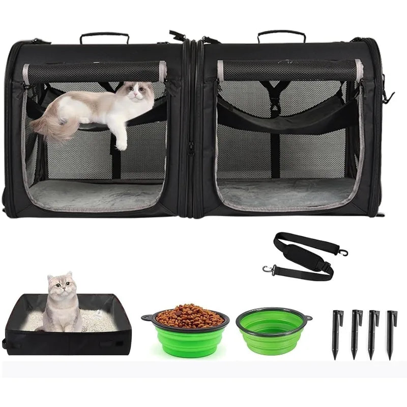 2-in-1 Foldable Double Pet Carrier