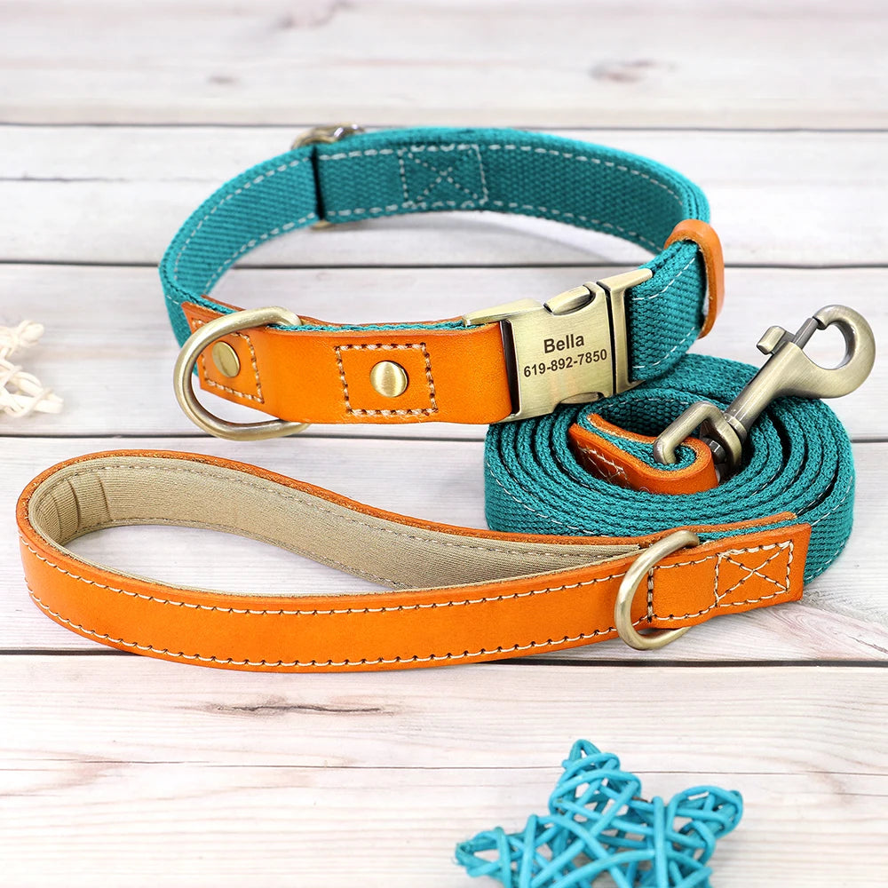 Personalized Nylon Dog Collar & Leash Set