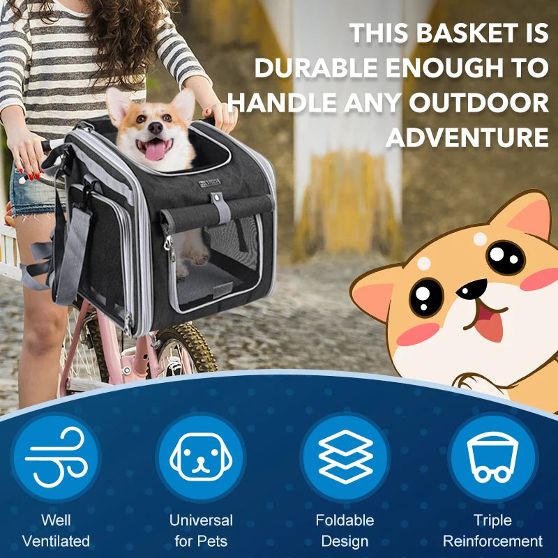 Expandable Pet Bike Basket Carrier