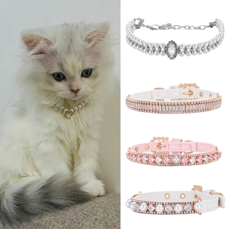 Luxury Pearl Rhinestone Pet Collar