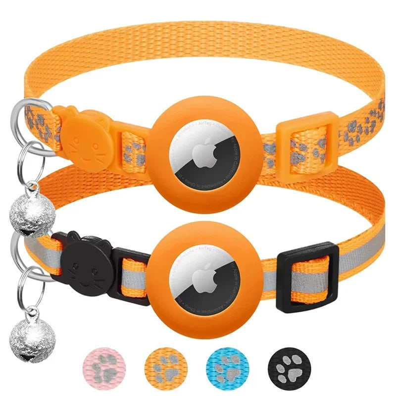 Reflective AirTag Cat Collar with Bell & Safety Buckle