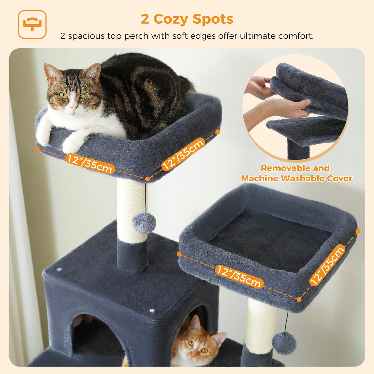 Large Cat Tree Tower with Hammock & Condos