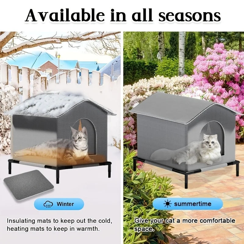 Waterproof Outdoor Cat House with Mat