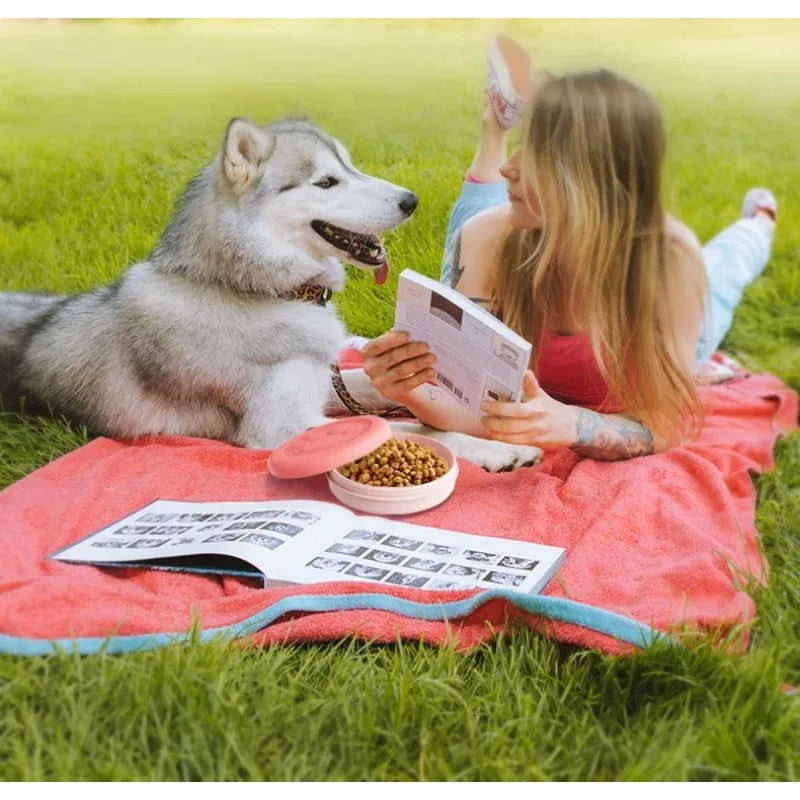 Portable Outdoor Dog Food & Snack Storage Bowl