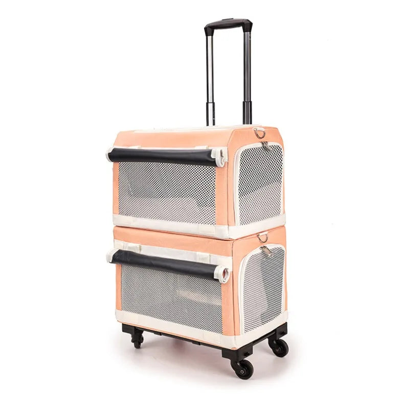 3-Tier Rolling Pet Carrier Suitcase