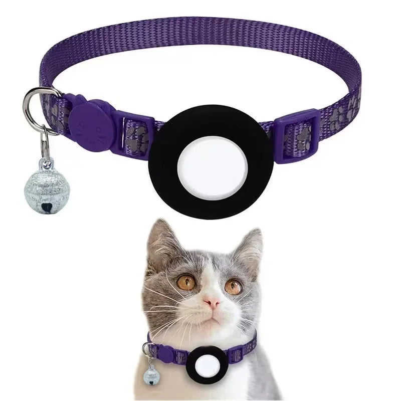 Reflective AirTag Cat Collar with Bell & Safety Buckle