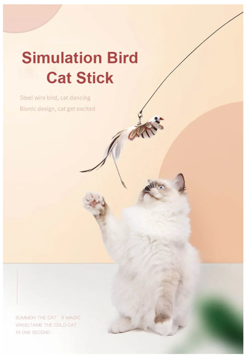 Interactive Bird Feather Cat Teaser Toy