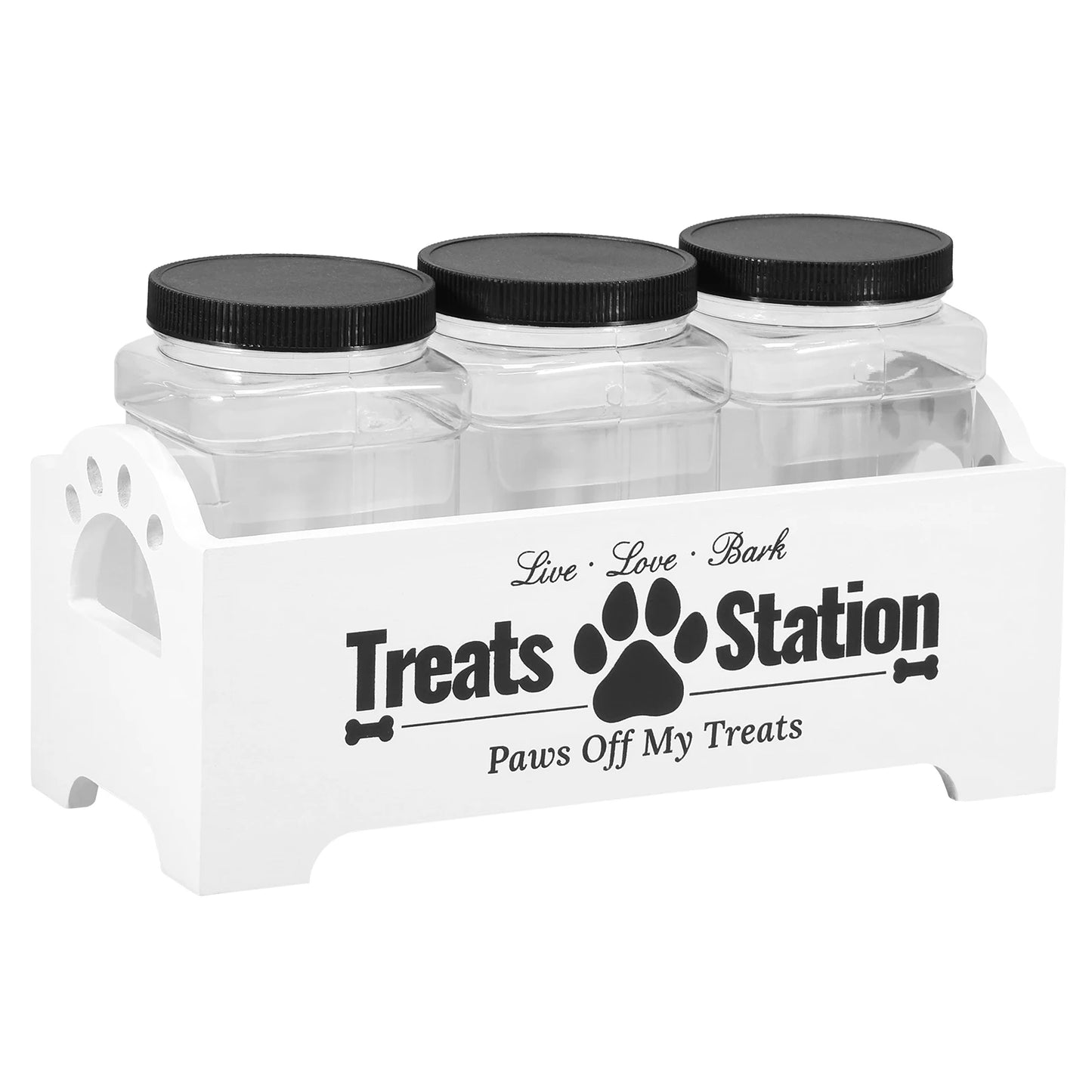 3-Piece Pet Treat Storage Jars with Wooden Holder