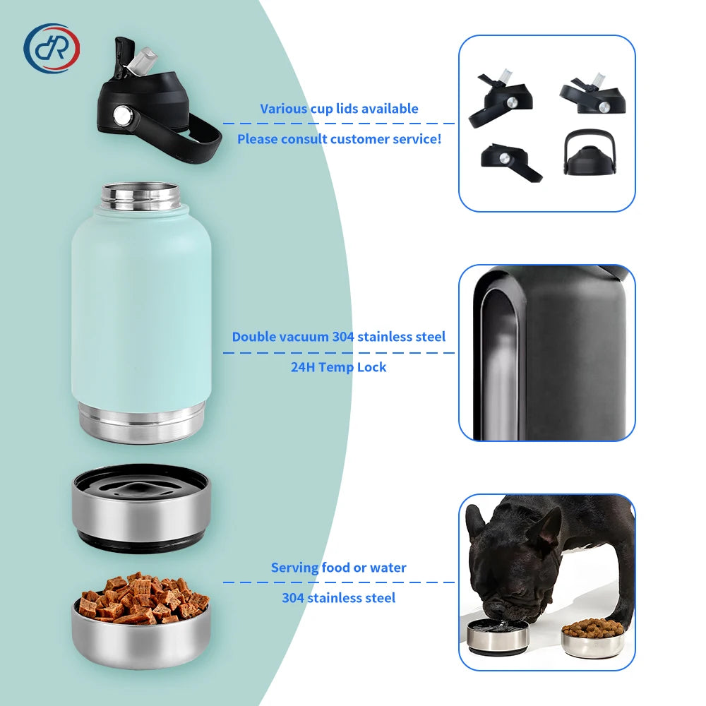 3-in-1 Stainless Steel Pet Water Bottle
