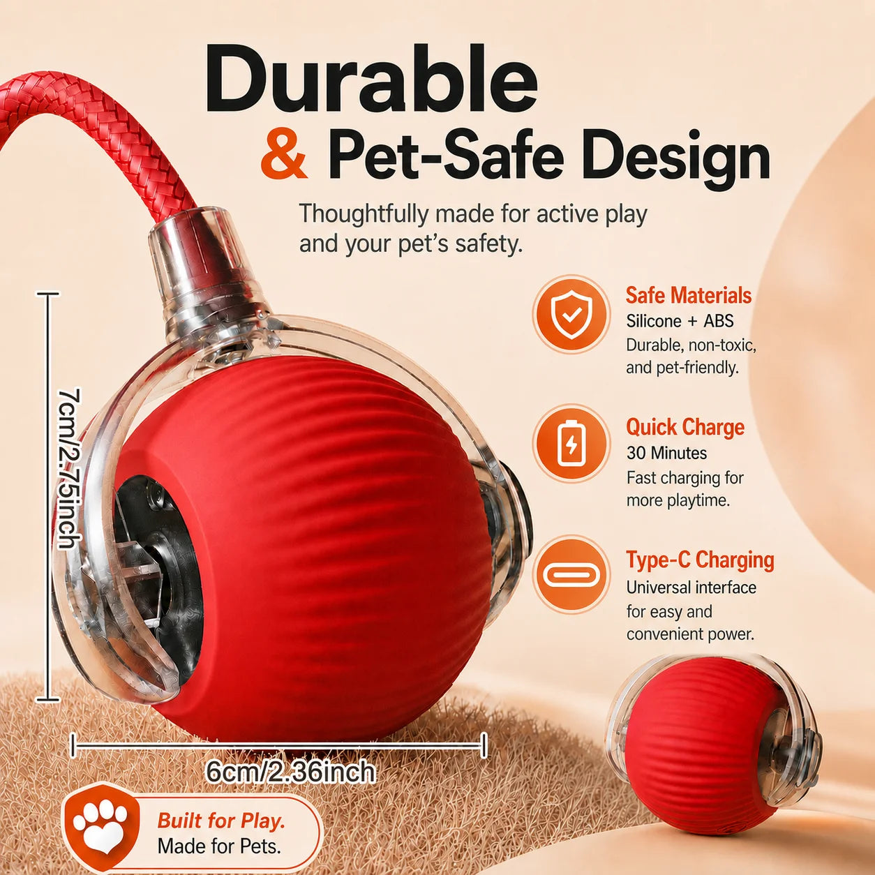 Automatic Rechargeable Interactive Dog Ball Toy