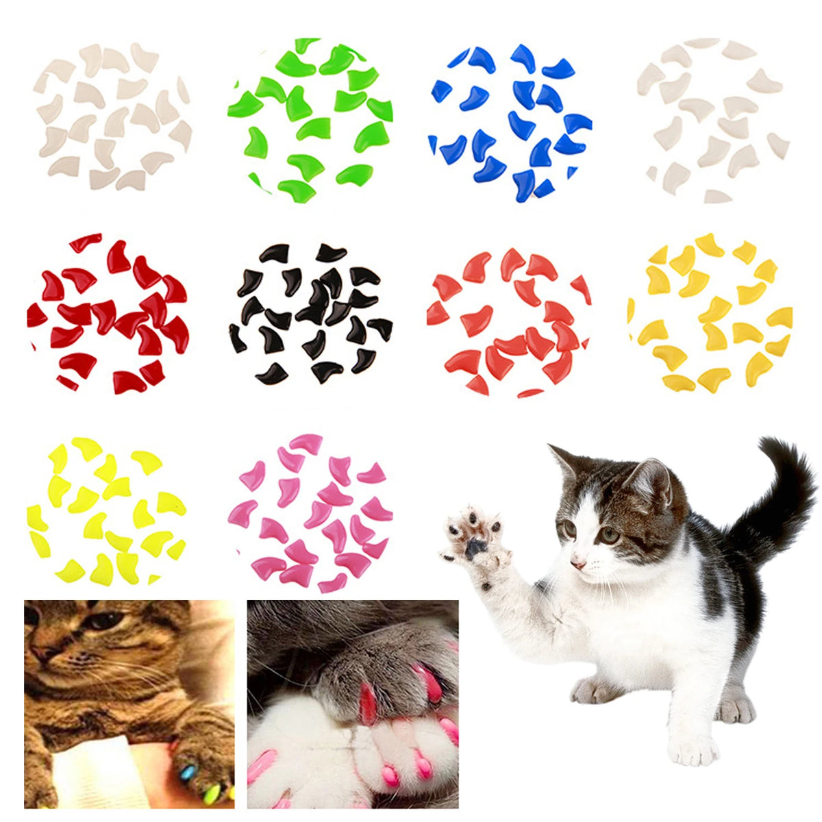 Soft Silicone Cat Nail Caps (20 pcs)