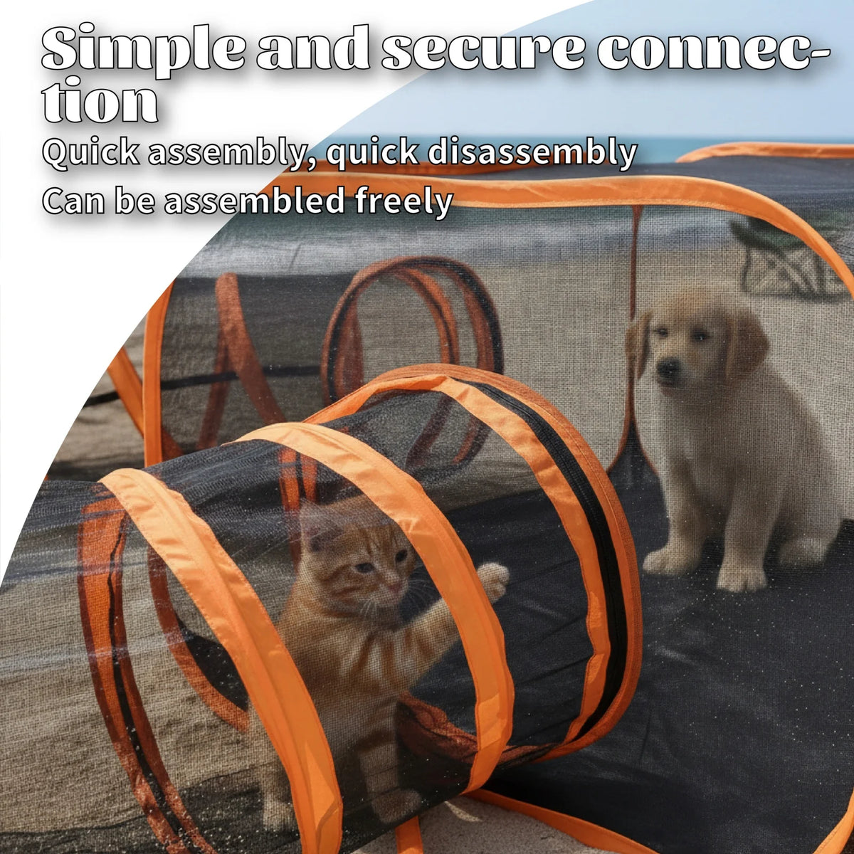 Foldable Pet Play Tent with Tunnel