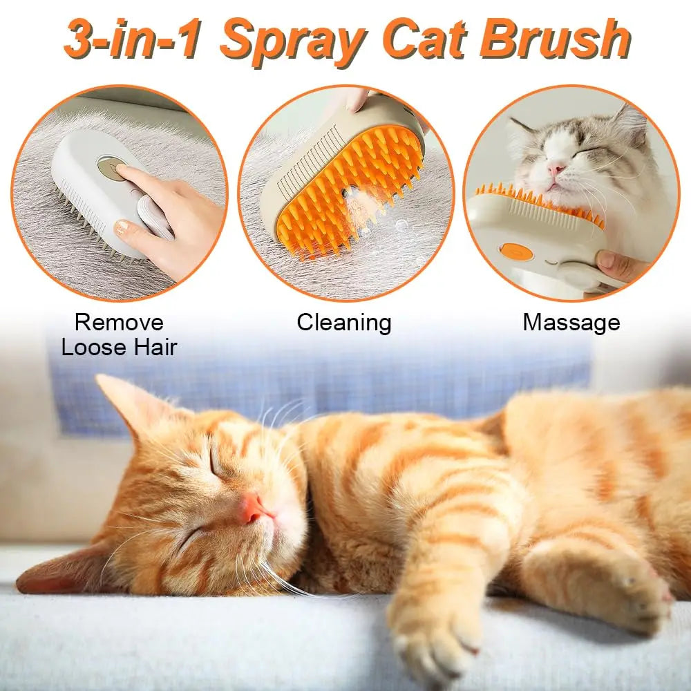 Steam Spray Pet Grooming Massage Brush