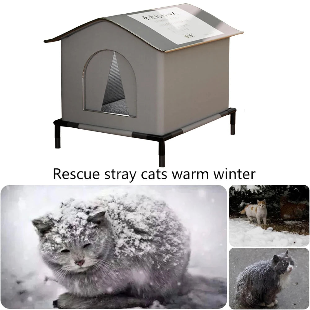 Waterproof Outdoor Cat House with Mat