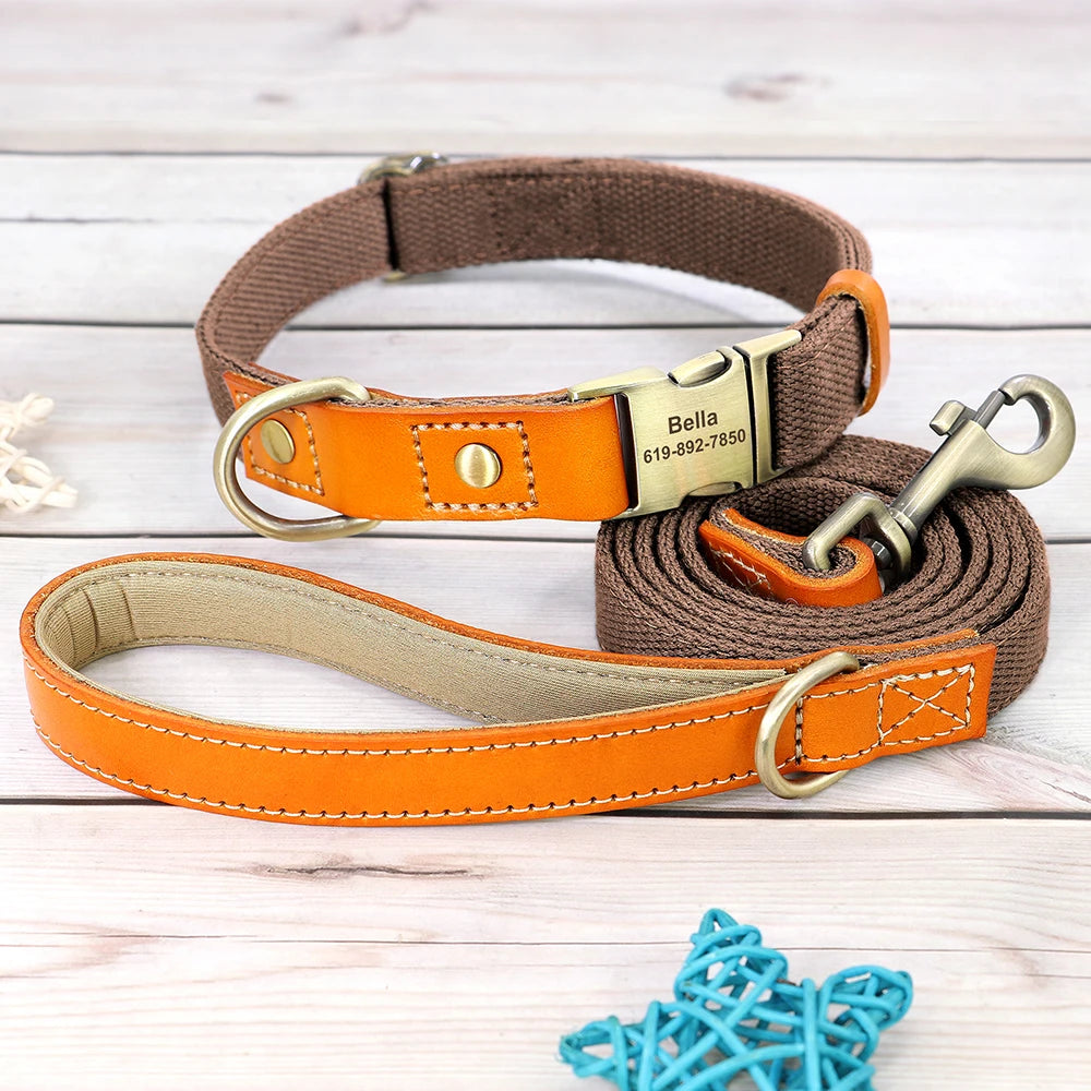 Personalized Nylon Dog Collar & Leash Set