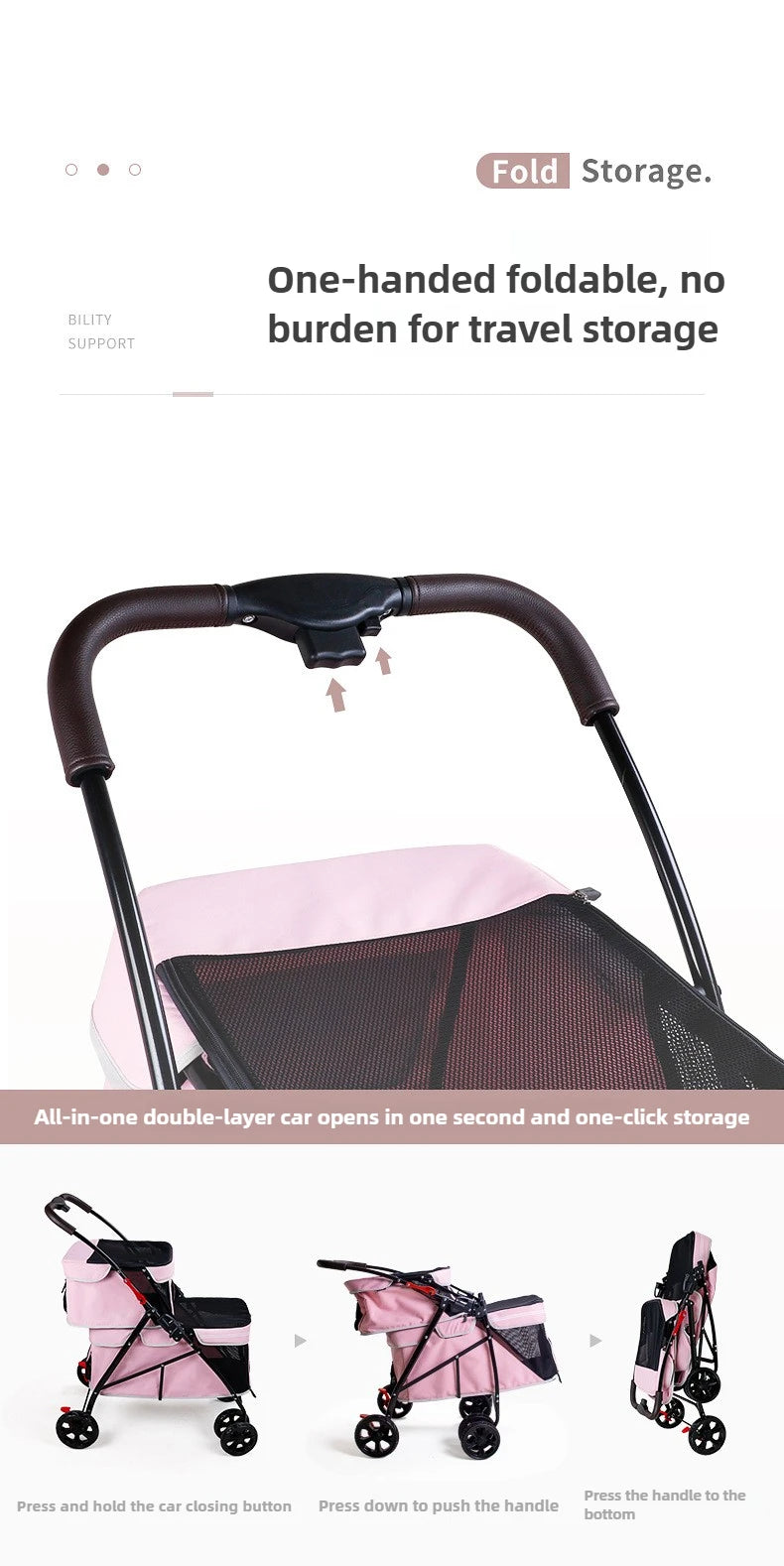 Double-Layer Foldable Pet Stroller
