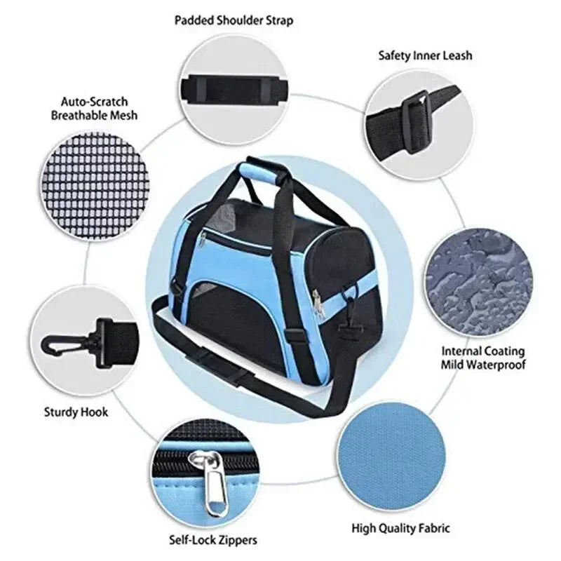 Foldable 4-Sided Pet Travel Carrier Bag