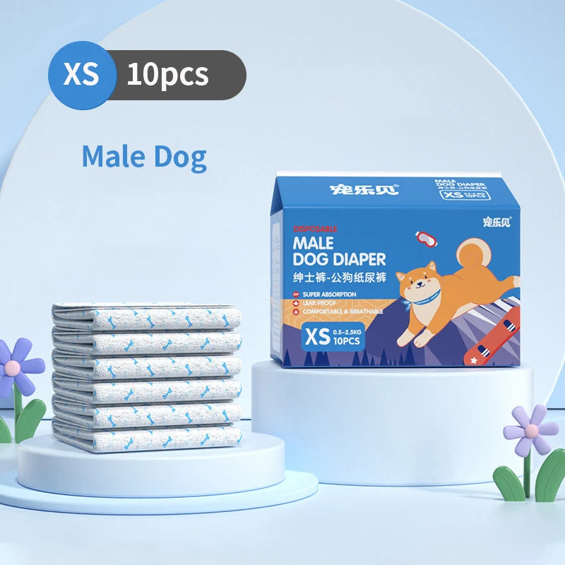 10-Pack Disposable Pet Diapers for Dogs & Cats