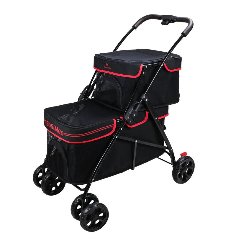 Double-Layer Foldable Pet Stroller