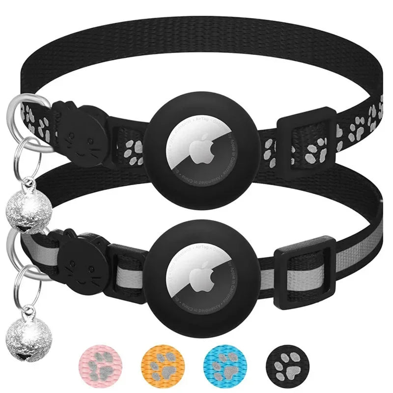 Reflective AirTag Cat Collar with Bell & Safety Buckle