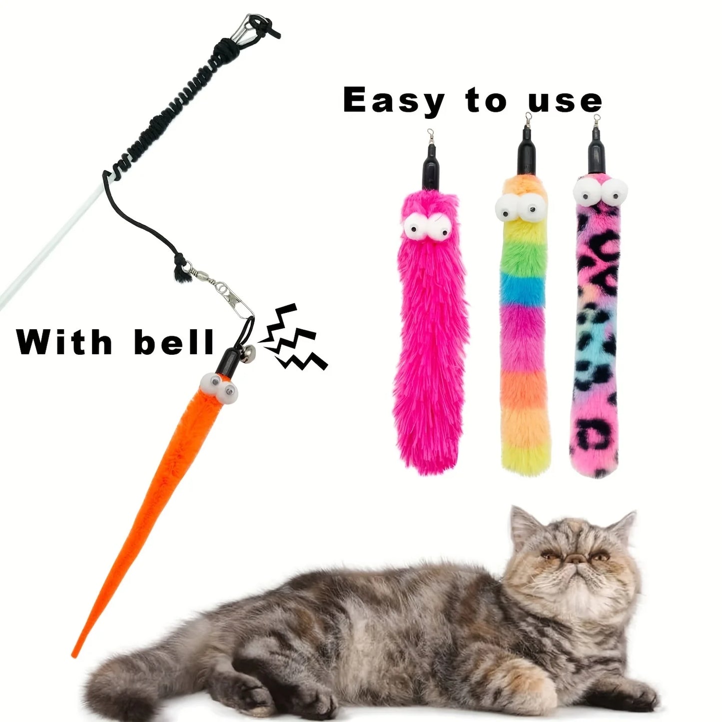 9-Piece Interactive Cat Feather Wand Toy Set