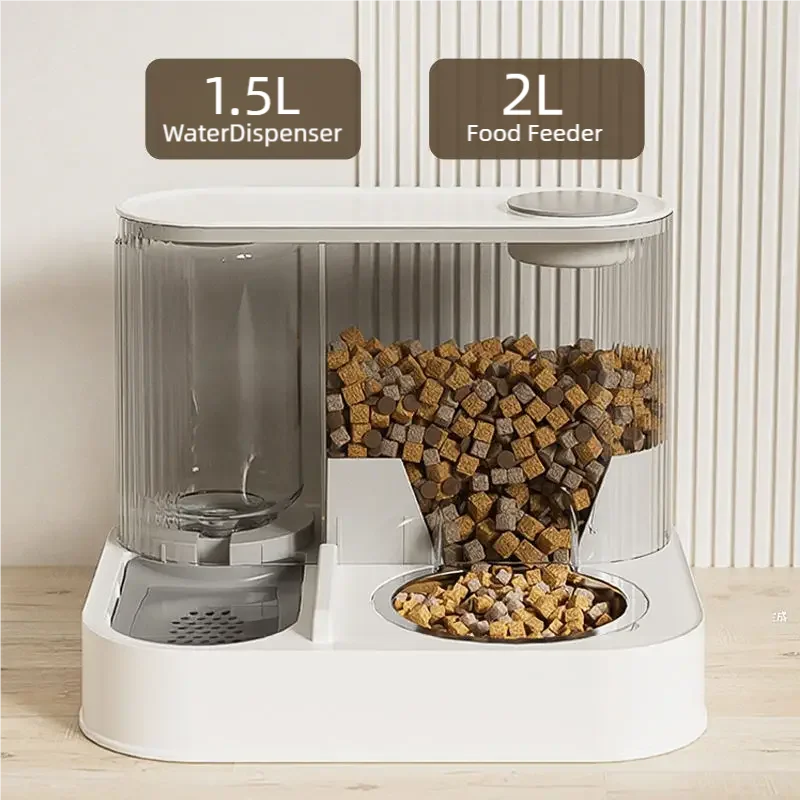 2-in-1 Stainless Steel Automatic Pet Feeder & Water Bowl