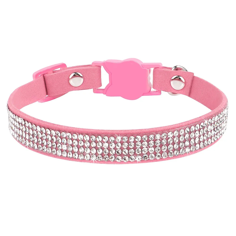 Soft Suede Cat Collar with Bell & Safety Buckle