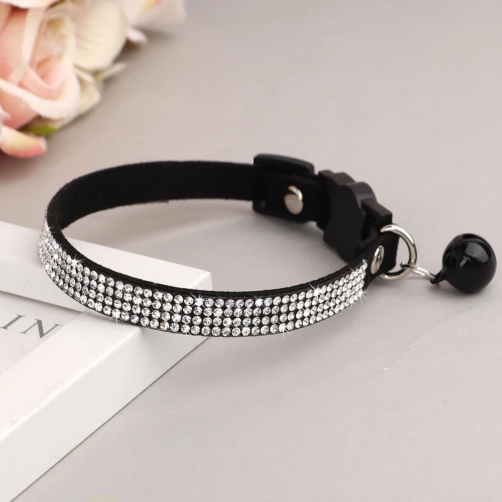 Soft Suede Cat Collar with Bell & Safety Buckle