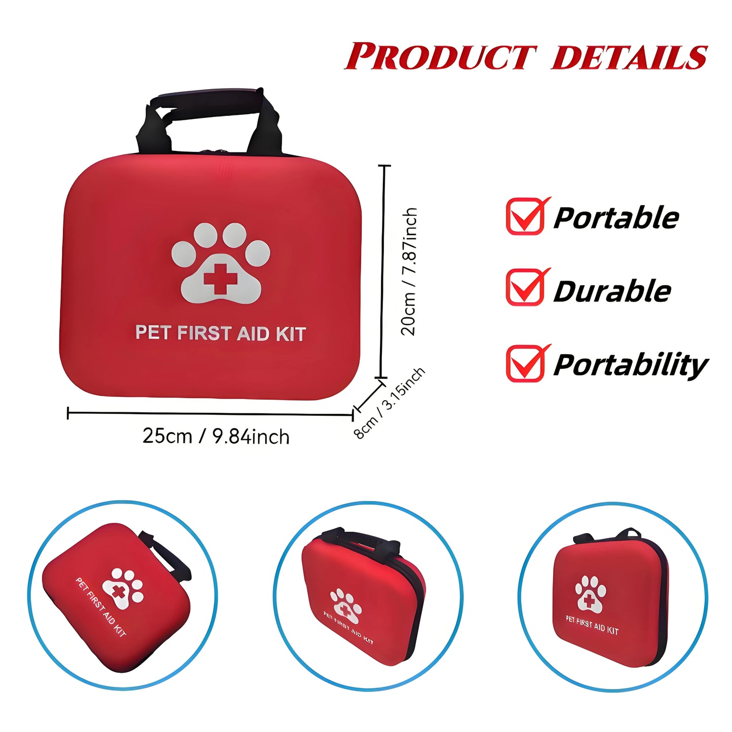 Portable Pet First Aid Kit for Dogs & Cats
