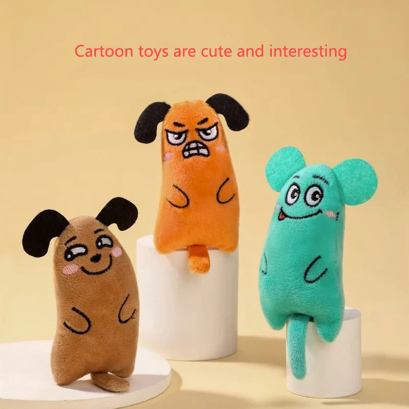 Cartoon Plush Dog & Cat Chew Toy