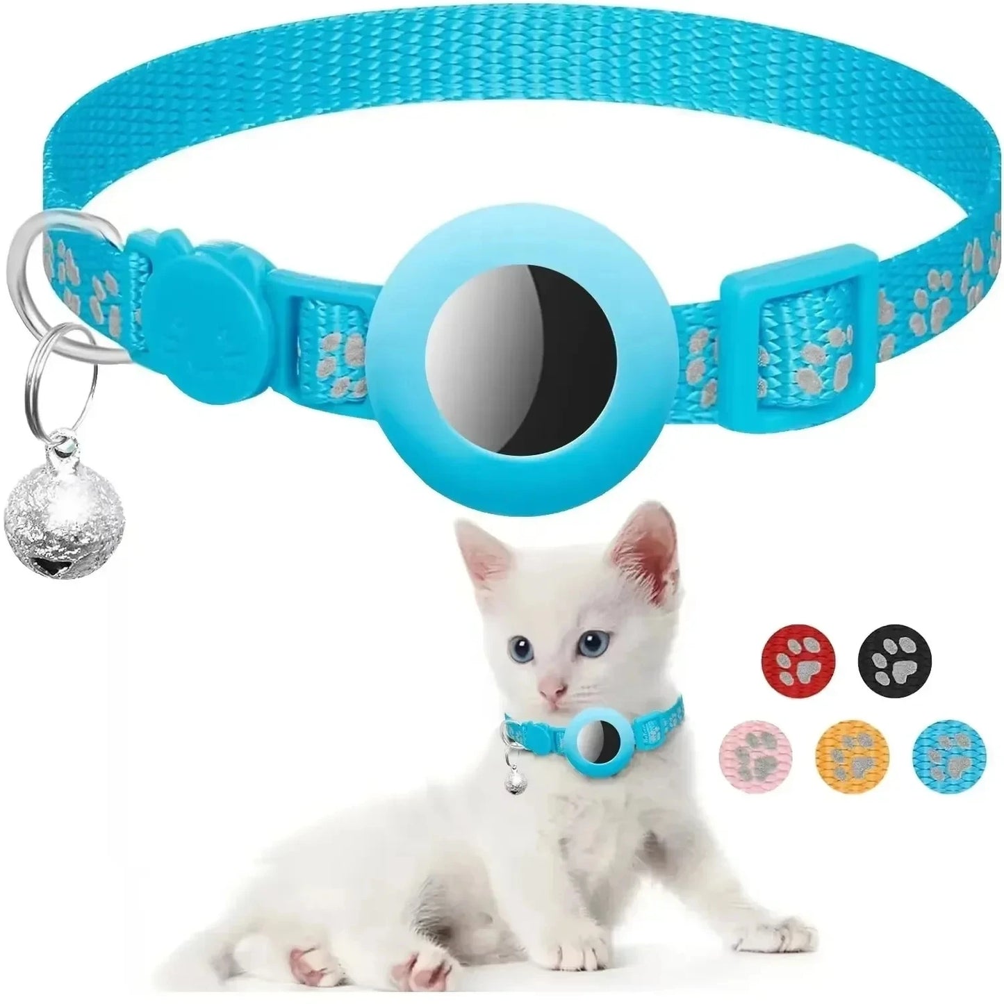 Reflective AirTag Cat Collar with Bell & Safety Buckle